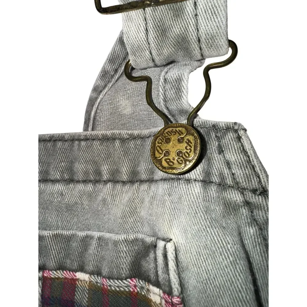 Vintage Y2K 90s Oshkosh Overalls Vestbak Patchwork Plaid Denim 24‎ Months Bear